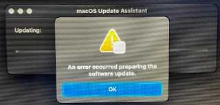 An Error occurred preparing the software update" message