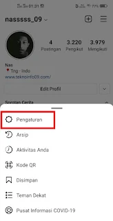 Pilih menu Pengaturan