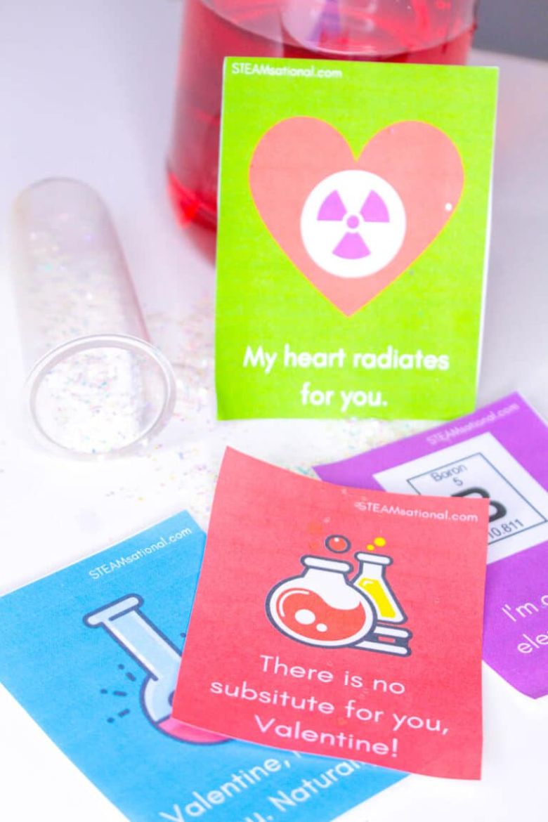 Chemistry printable valentines for kids
