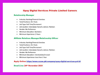 Opay Digital Services Private Limited Jobs Vacancies – Latest Jobs 2021