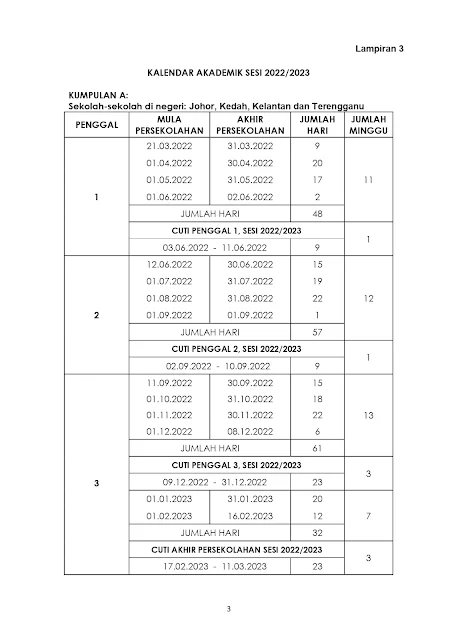 Takwim Persekolahan 2022/2023