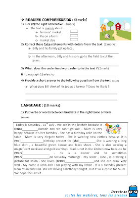 تحميل فرض تأليفي 2 أنقليزية مع الاصلاح سنة سابعة أساسي pdf Anglais  سنة 7, امتحان أنقليزية  مع الإصلاح موقع مسار التميز 7ème,mid-term test english