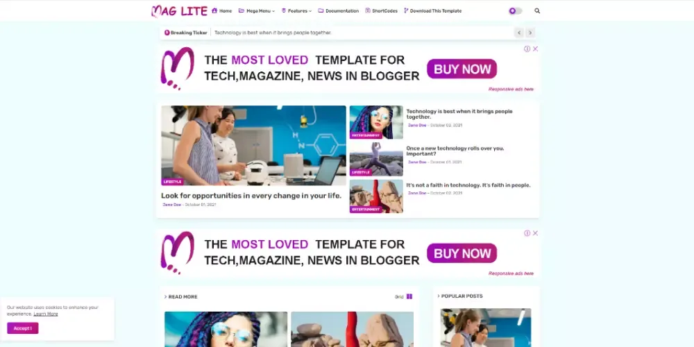 MagLite Premium Featured Blogger Template