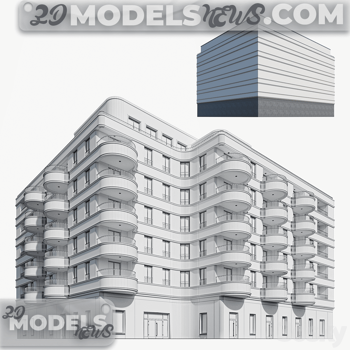 Modern residential building model 17 7
