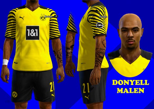 Donyell Malen Face + Tattoo For PES 2013