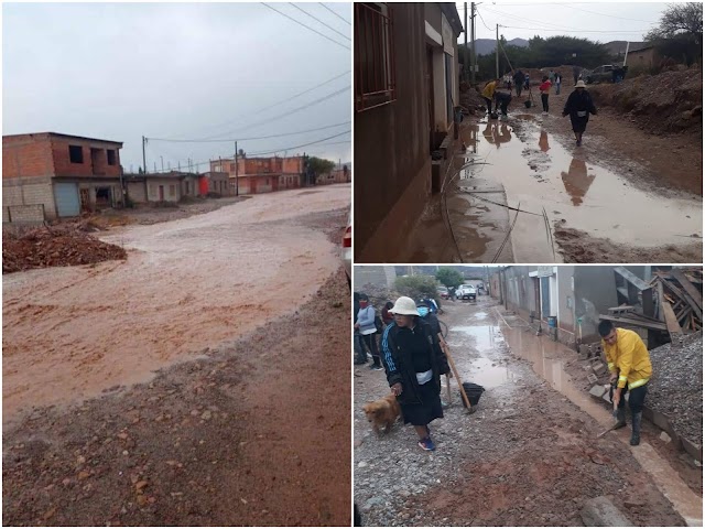 Una fuerte tormenta provocó inundaciones en la ciudad de Humahuaca