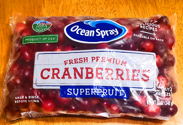 cranberries in a bag from the store