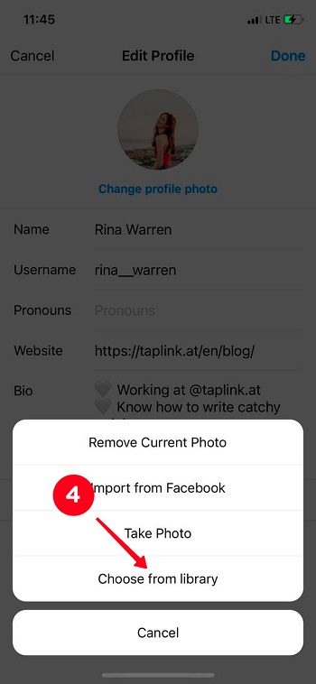 كيفية وضع الصور للملف الشخصي على iPhone Instagram