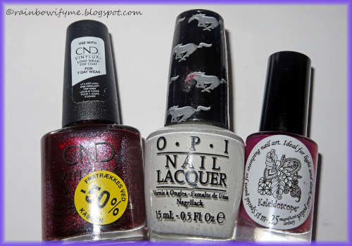 CND Vinylux: Rebellious Ruby, OPI: Angel With A Leadfoot, El Corazón: Magnificent Century