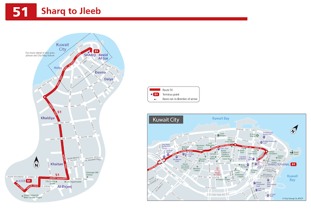 Kuwait bus route service 51 (Sharq to Jaleeb) | KuwaitBusRouteService