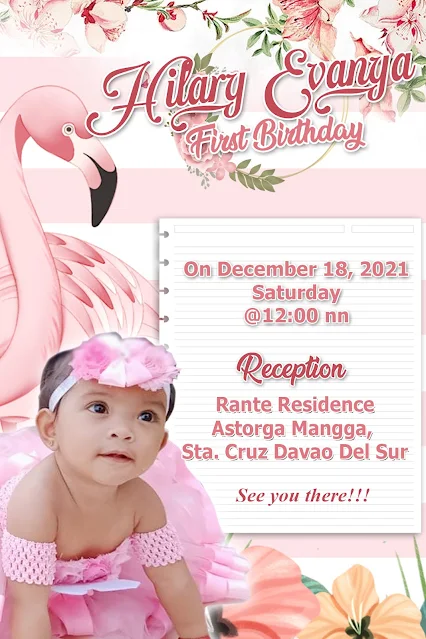 Flamingo Invitation for First Birthday