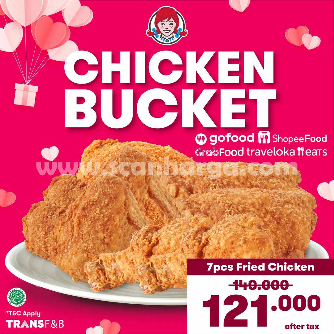 Promo WENDYS Chicken Bucket – 7 Pcs Fried Chicken Rp 121.000