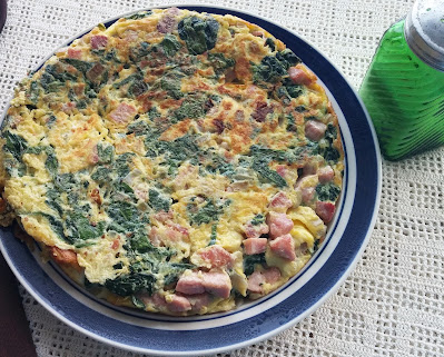 Spanish Tortilla with Ham & Greens