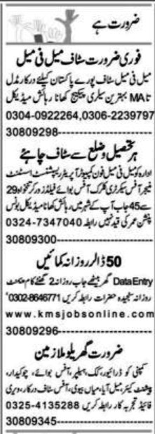 Data Entry Operator & Field Worker Lates Jobs 2022 in Lahore