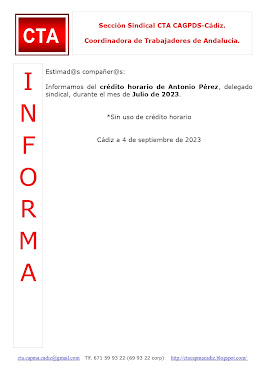 C.T.A. INFORMA CRÉDITO HORARIO ANTONIO PÉREZ, JULIO 2023