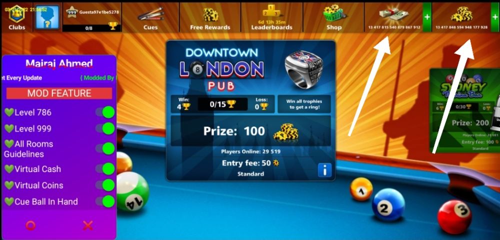 8 ball pool unlimited coin and Chas download