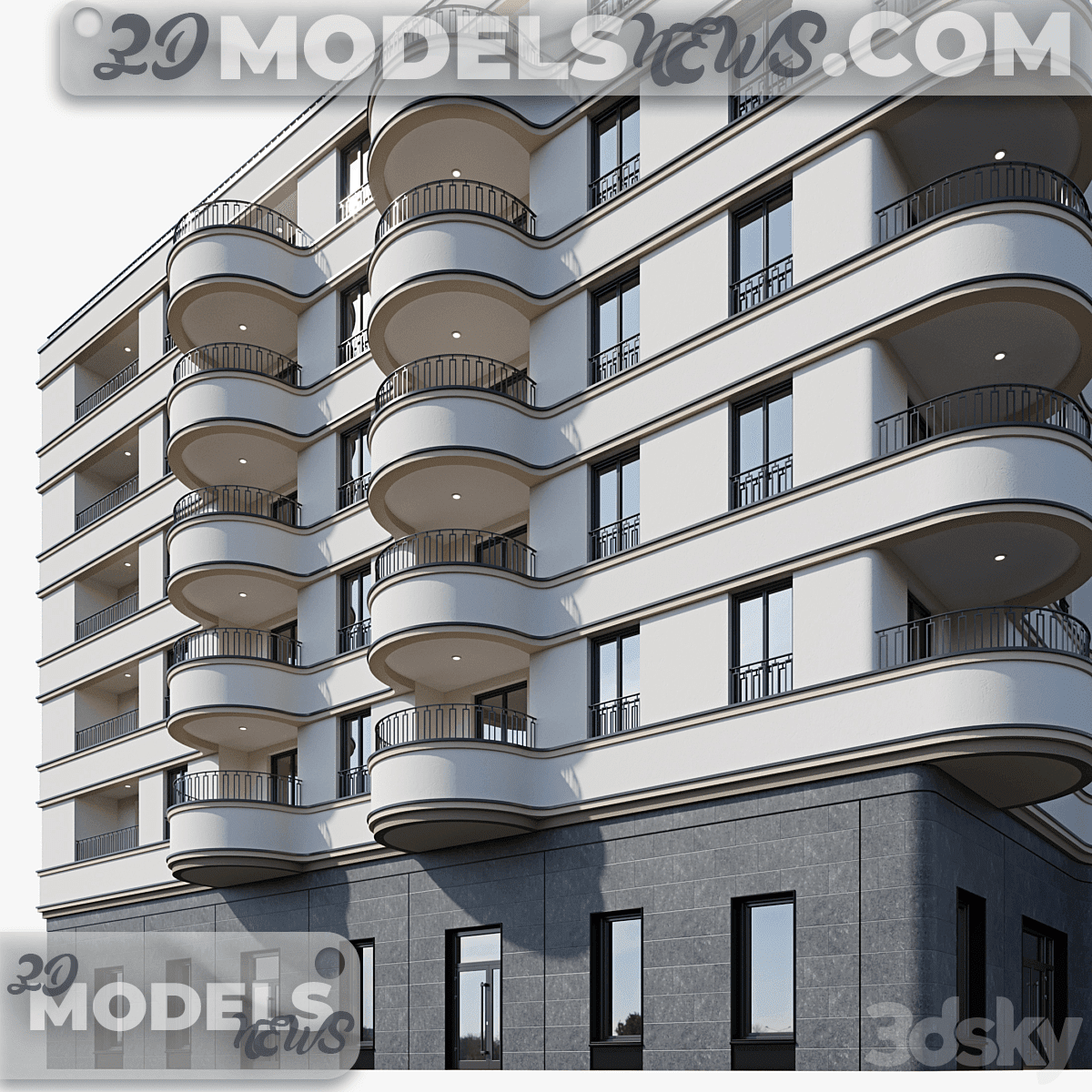 Modern residential building model 17 4