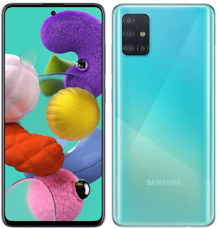 Samsung a51 in blue colour with front and backview