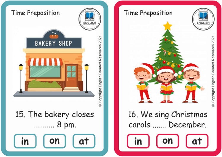 Grammar Activity: Preposition of Time | Task Cards