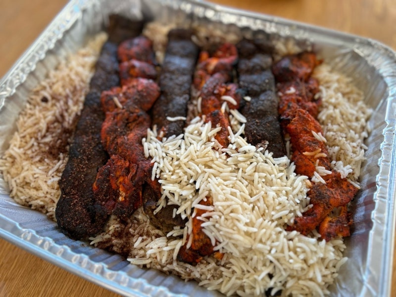 The Afghan Restaurant rice with chicken and lamb bbq