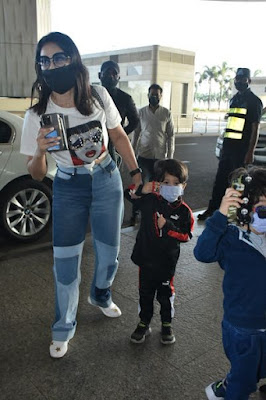 Sunny Leone spotted with sons at airport
