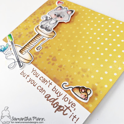 Welcome New Cat Card by Samantha Mann for Newton's Nook Designs, Cards, Card Making, Heat Embossing, Distress Inks, #newtonsnook #newtonsnookdesigns #welcomenewdog #cardmaking #diecuts