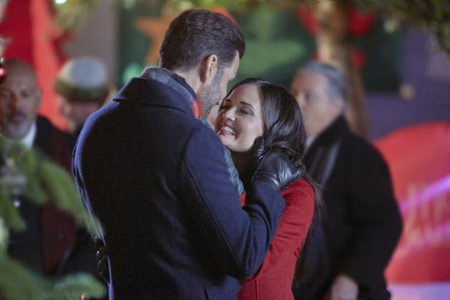 Danica McKellar and Benjamin Ayres in Hallmark's "You, Me, & The Christmas Trees"