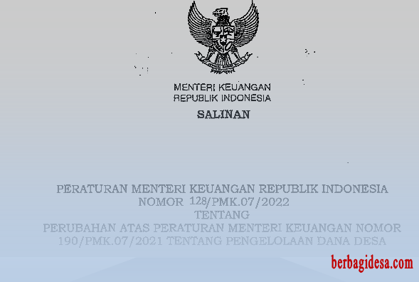 Peraturan Menteri Keuangan Nomor 128/PMK.07/2022 Tentang Pengelolaan Dana Desa, PMK 128/PMK.07/2022, Pengelolaan Dana Desa