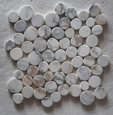 Bianco Calacatta White Tumbled Penny Round Mosaic Coin