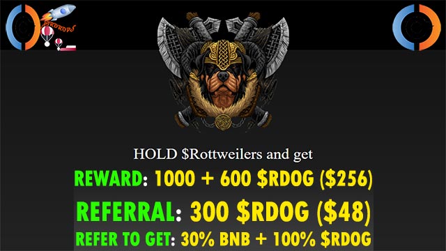 Rottweilers Airdrop of 1600 $RDOG Token worth $256 USD Into TrustWallet