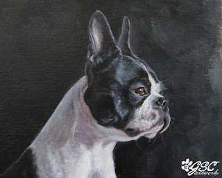 boston terrier dog portrait painting acrylic pet animal art