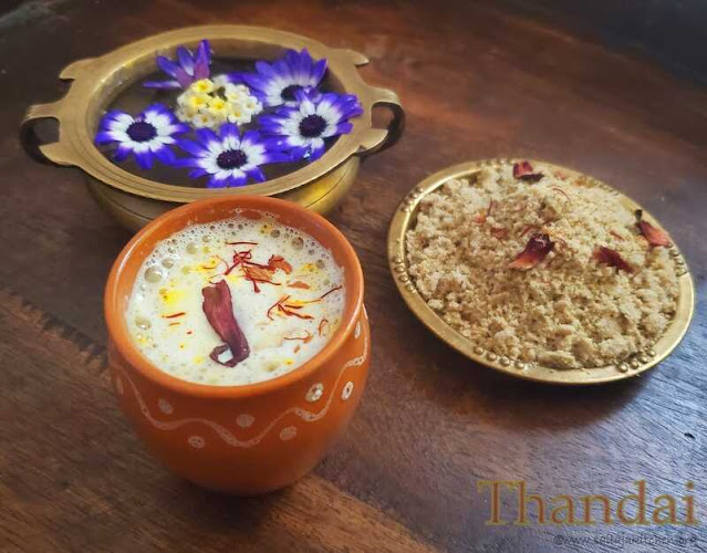 images of Thandai Recipe / Holi Drink Recipe / Homemade Thandai Recipe / Indian Festival Drink Recipe / Spiced Drink with Saffron and Dry Fruits