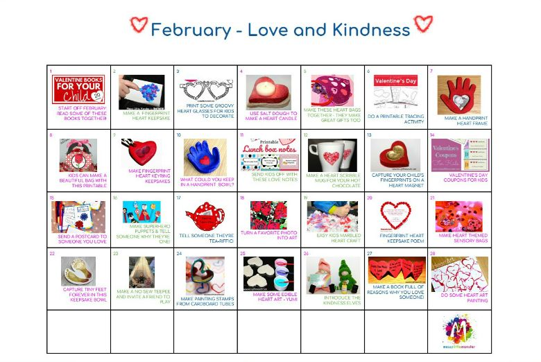 February activity calendar for kids