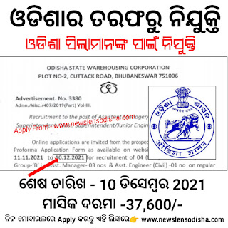 Odisha State Warehousing Corporation Recruitment 2021, Jobs In Odisha - News Lens Odisha