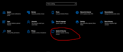 update and security on windows 10