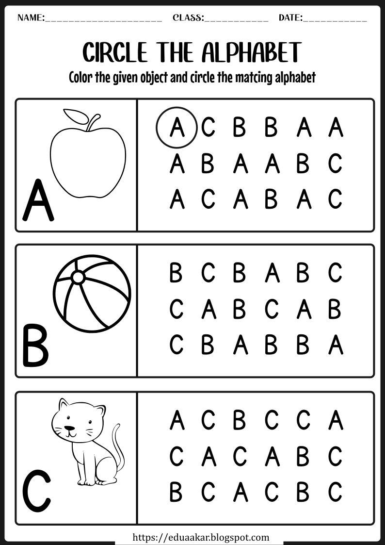 Alphabet A-C Worksheet
