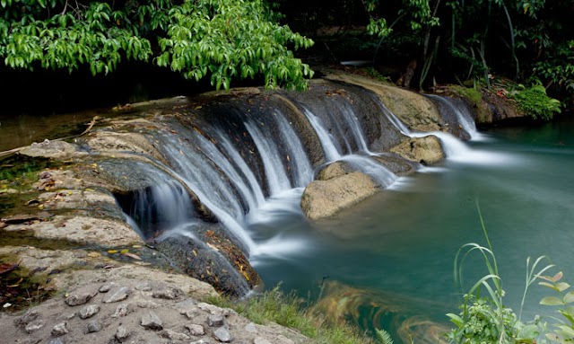 Kapo Waterfall small and wide suitable for taking a dip