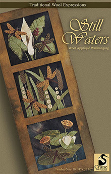 Still Waters Wool Applique Wallhanging 10 1/4" x 26 1/2"