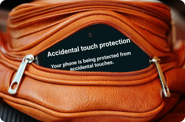 Accidental Touch Protection Message on a Samsung Phone in a Bag Picture