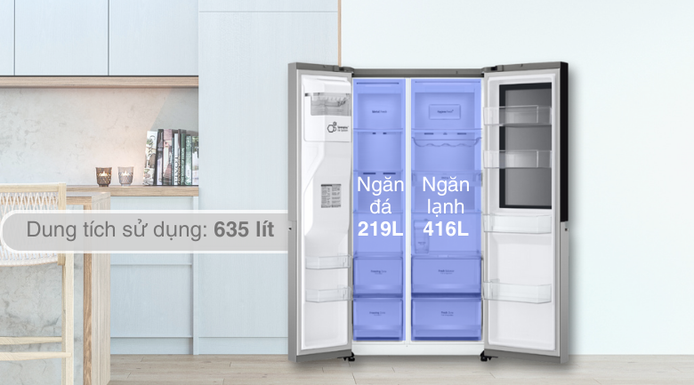 Dung tích - Tủ lạnh LG Inverter 635 lít Side By Side InstaView Door-in-Door GR-G257SV
