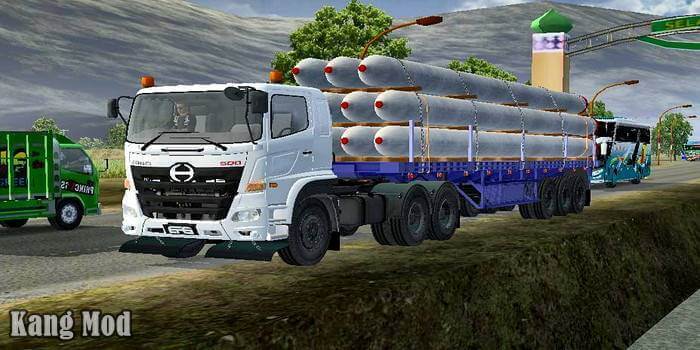 mod hino 500 trailer muatan paku bumi tarikan berat