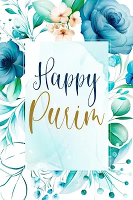 Free Purim Greeting Card Wishes And Messages - Boho Floral Watercolor Design - 10 Beautiful Image Pictures