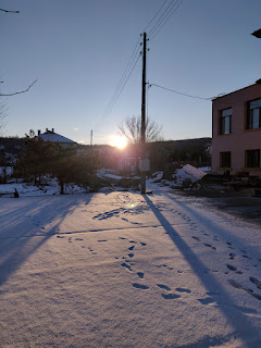 Sunset over footprints