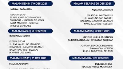 Jadwal Majlis Nurul Musthofa 19-25 Desember 2021