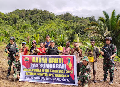 Satgas Pamtas Yonif 126/KC Ajak Warga Sulap Tanah Adat Jadi Lahan Produktif Di Perbatasan RI-PNG