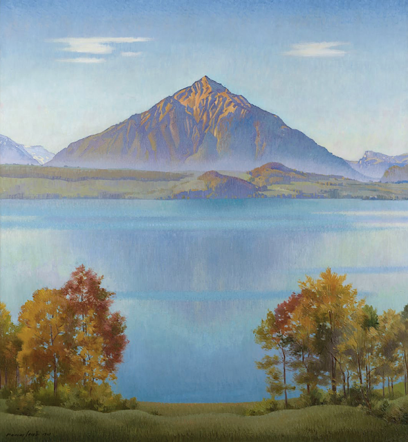 MARCUS JACOBI (1891-1969), Der Niesen (2, 362m - 7,749 ft), Switzerland  "In The Niesen, Lake Thun, Bernese Oberland, Switzerland," oil on canvas, 105 x 96cm. 1941, Courtesy John Mitchell Fine paintings, London