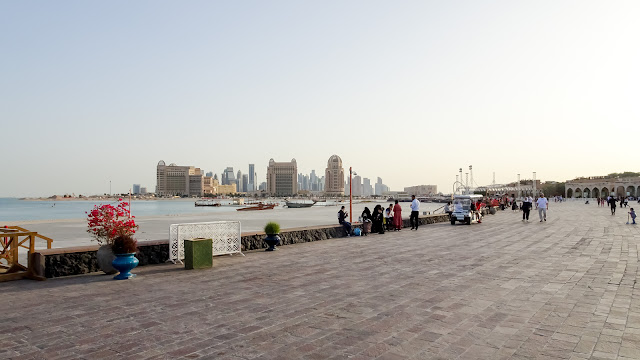 People of Doha walking in Doha Katara
