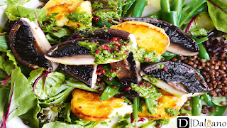 How To Cook Grilled Mushroom and Haloumi Salad Recipe