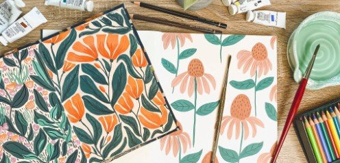 Floral Patterns in Gouache: Sketchbook Practice & Illustration