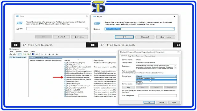 4. تشغيل البلوتوث عن طريقة خدمة دعم البلوتوث